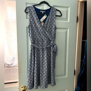 41 Hawthorn Teal and White Geometric Midi Dress